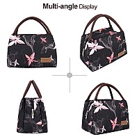 Buringer Insulated Lunch Bag Lunch Box For Women Men Adult Lunch Tote For Work Picnic Travel Pink Flowers