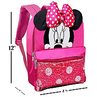 Disney Minnie Mouse Backpack For Girls Bundle Deluxe 12 Mini Sequin Bag With Stickers Minnie Mouse School Supplies