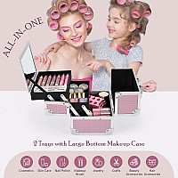 Joligrace Makeup Train Case Portable Cosmetic Box Jewelry Organizer Lockable With Keys And Mirror 2Tier Trays For Makeup Artist