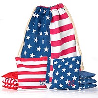 Play Platoon Professional Cornhole Bags Set Of 8 Improved Regulation All Weather Two Sided American Flag Bean Bags For Pro Cor