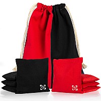 Professional Cornhole Bags Set Of 8 Regulation All Weather Two Sided Improved Bean Bags For Pro Corn Hole Game 4 Red 4 Bla