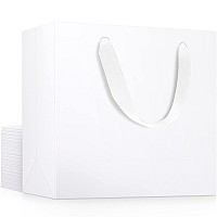 Eusoar White Paper Bags Small 20Pcs 86 X39 X7 Kraft Handle Paper Boutique Gift Wrap Favor Bag With Handles Bulk Grocery Shoppi