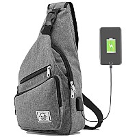 154 Sling Bag For Men Crossbody Shoulder Chest Bags Nylon For Travel Gym Sport Hiking With Usb Charger Port