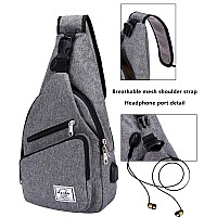 154 Sling Bag For Men Crossbody Shoulder Chest Bags Nylon For Travel Gym Sport Hiking With Usb Charger Port