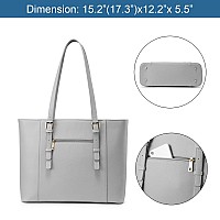 Lovevook Laptop Bag For Women Structured Leather Computer Bag Professional Work Tote Purse Teacherattorneys Choice Lightgr