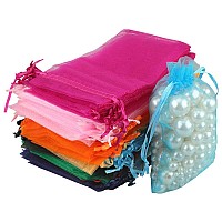 4X6 Organza Bags100Pcs 10X15Cm Drawstring Organza Jewelry Favor Pouches Wedding Party Festival Gift Bags Candy Bags Random