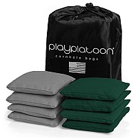 Play Platoon Weather Resistant Cornhole Bags Set Of 8 Regulation Corn Hole Bean Bags Hunter Green Gray Durable Duck Clot