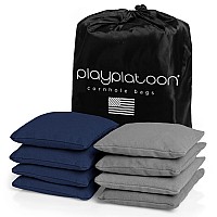 Play Platoon Weather Resistant Cornhole Bags Set Of 8 Regulation Corn Hole Bean Bags Navy Blue Gray Durable Duck Cloth C