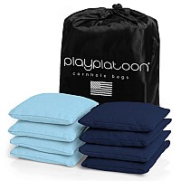 Play Platoon Weather Resistant Cornhole Bags Set Of 8 Regulation Corn Hole Bean Bags Sky Blue Navy Blue Durable Duck Clo