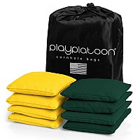 Play Platoon Weather Resistant Cornhole Bags Set Of 8 Regulation Corn Hole Bean Bags Hunter Green Yellow Durable Duck Cl