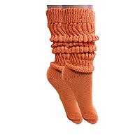 Awsamerican Made Slouch Socks Cotton Scrunch Knee High Extra Long And Heavy Socks Orange 2