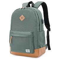 Abshoo Classical Basic Womens Travel Backpack For College Men Water Resistant Laptop School Bookbag Usb Army Green