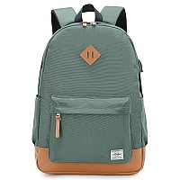 Abshoo Classical Basic Womens Travel Backpack For College Men Water Resistant Laptop School Bookbag Usb Army Green