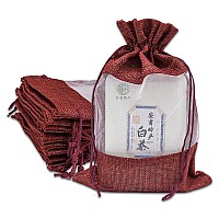 Thedisplayguys 48Pack 65X85 Linen Burlap Sheer Organza Gift Bag With Drawstring For Party Favors Presents Samples Tre