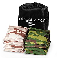 Play Platoon Weather Resistant Cornhole Bags Set Of 8 Regulation Corn Hole Bean Bags Green Camo Desert Camo Durable Duck