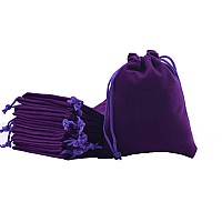 Sansam 50Pcs Small Purple Drawstrings Velvet Gift Bags Jewelry Pouches For Wedding Favors Candy Bags Party Favors 20X28