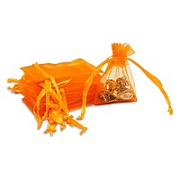 Thedisplayguys 48Pack 2 X 234 Orange Sheer Organza Gift Bags With Drawstring Jewelry Candy Treat Wedding Party Favors Mesh