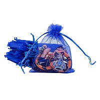 Thedisplayguys 48Pack 3X4 Royal Blue Sheer Organza Gift Bags With Drawstring Jewelry Candy Treat Wedding Party Favors Mesh Pou