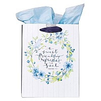 Christian Art Gifts Gift Bagtissue Paper Set A Sweet Friend Proverbs 279 Bible Verse Blue Floral Medium