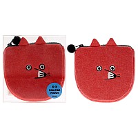 ROMANE Pom Pom Pouch - Red Brunch Fox Design