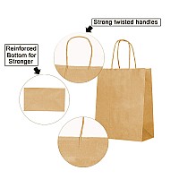 25 Bags 13 X 7 X 17 Brown Kraft Paper Gift Bags Bulk With Handles Ideal For Shopping Packaging Retail Party Craft Gifts