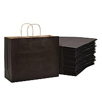 Paper Bags With Handles 16X6X12 Inch 100 Pack Extra Large Black Gift Bags Kraft Paper Totes For Gift Wrapping Wedding Birt