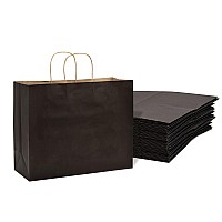 Black Gift Bags With Handles 16X6X12 Inch 25 Pack Large Kraft Paper Shopping Bags Craft Totes In Bulk For Boutiques Small Bu