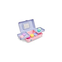 Caboodles Stay Retro - Pretty In Petite Makeup Organizer | Compact Carrying Cosmetic Case, Periwinkle Blue Over Pink