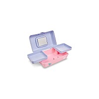 Caboodles Stay Retro - Pretty In Petite Makeup Organizer | Compact Carrying Cosmetic Case, Periwinkle Blue Over Pink