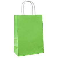 Adido Eva 25 Pcs Small Gift Bags Green Kraft Paper Bags With Handles For Party Favor 82 X 6 X 31 In