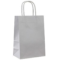 Adido Eva 25 Pcs Small Gift Bags Flat Gray Kraft Paper Bags With Handles For Party Favor 82 X 6 X 31 In