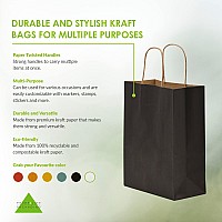 Black Gift Bags 8X4X10 Inch 50 Pack Black Kraft Paper Shopping Bags With Handles Plain Colored Craft Gift Wrap Totes For Smal