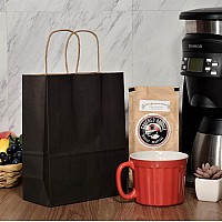 Black Gift Bags 8X4X10 Inch 50 Pack Black Kraft Paper Shopping Bags With Handles Plain Colored Craft Gift Wrap Totes For Smal