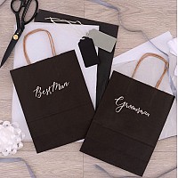 Black Gift Bags 8X4X10 Inch 50 Pack Black Kraft Paper Shopping Bags With Handles Plain Colored Craft Gift Wrap Totes For Smal