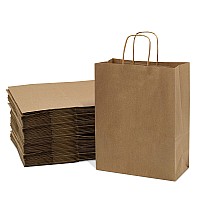 Brown Gift Bags With Handles 10X5X13 Inch 100 Pack Medium Kraft Paper Shopping Bags Craft Totes In Bulk For Boutiques Small