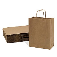 Brown Gift Bags With Handles 10X5X13 Inch 25 Pack Medium Kraft Paper Shopping Bags Craft Totes In Bulk For Boutiques Small B