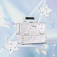 Joligrace Makeup Train Case Cosmetic Box 2-Tier Tray Jewelry Storage Organizer with Mirror Key Lock Portable Carrying Makeup Box - Shining Star