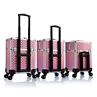 Stagiant Rolling Makeup Train Case Large Cosmetic Suitcase Trolley Makeup Luggage Storage Box 4 Tray With Sliding Rail Removable