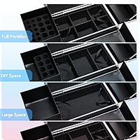 Stagiant Rolling Makeup Train Case Large Cosmetic Suitcase Trolley Makeup Luggage Storage Box 4 Tray With Sliding Rail Removable