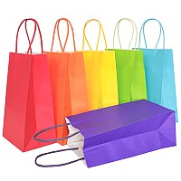 Azowa Gift Bags Large Kraft Paper Bags With Handles 75 X 39 X 98 In Rainbow 12 Pcs