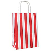 Adido Eva 25 Pcs Striped Gift Bags Small Red Kraft Paper Bags With Handles For Party Favor 82 X 6 X 31 In