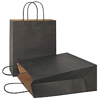 Azowa Gift Bags Large Kraft Paper Bags With Handles 122 X 102 X 47 In Black 12 Pcs