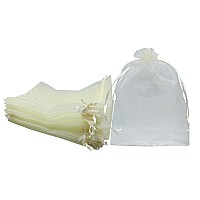 Ankirol 50Pcs Sheer Organza Favor Bags 12 X 16 X Large Organza Drawstring Bags Off White