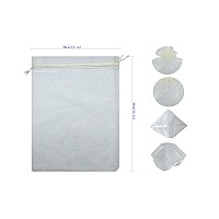 Ankirol 50Pcs Sheer Organza Favor Bags 12 X 16 X Large Organza Drawstring Bags Off White