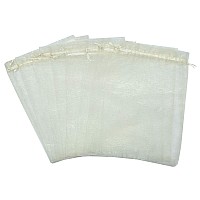 Ankirol 50Pcs Sheer Organza Favor Bags 12 X 16 X Large Organza Drawstring Bags Off White