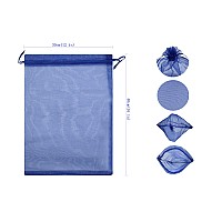 Ankirol 50Pcs Sheer Organza Favor Bags 12 X 16 X Large Organza Drawstring Bags Navy Blue