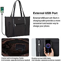 Laptop Tote Bag For Women 173 Inch Laptop Bag Waterproof Nylon Teacher Bag Work Bag With Usb Charging Port Computer Tote Bag La