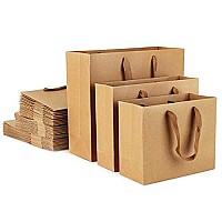 Eusoar Kraft Paper Handle Bags Kraft Bags With Handles 3 Sizes Combination 30Pcs Shopping Bags Present Bags Retail Bags Cra