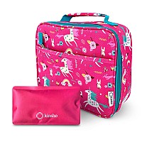 Kinsho Pink Unicorn Insulated Lunch Bag With Ice Pack For Girls 10 X 8 X 33 Inches