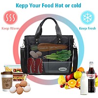 Scorlia Insulated Lunch Bag Extra Large Lunch Tote Bag With Removable Shoulder Strap Durable Reusable Cooler Lunch Box Bag Wit